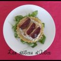 Tartelettes poires, magret de canard et chèvre