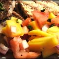 Salade de mangue et steak au poivre/ Ensalada[...]
