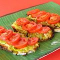 Tartines de poireaux et tomates au brie