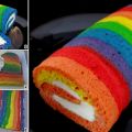 Gâteau roulé façon rainbow cake