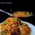 One-pan crispy spaghetti and chicken.[...]