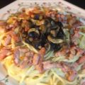Spaghetti et Poêlée de Champignons aux Lardons