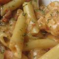 Penne sauce crémeuse au vin, aux crevettes et[...]