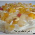 Pizza sucree aux fruits et chocolat blanc,[...]