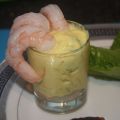 Verrine de crevettes, crème sûre au cari