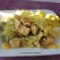 Chou vert, poivron et escalope au curcuma