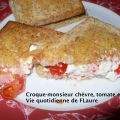 Croque-monsieur chèvre, tomate et miel