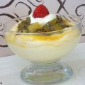 Crème à la mangue au confit de kiwis