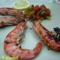 ** gambas grillées enrobées au miel, citron,[...]
