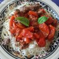 Spaghettis à la viande et sauce tomate cerise