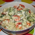 Pâtes aux crevettes et courgettes