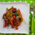 wok d'agneau, potiron, poivron rouge et vert[...]