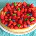 tarte aux fraises, basilic et lilas mauve