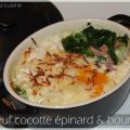 Oeuf cocotte épinard & boursin, Recette Ptitchef
