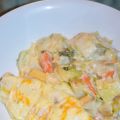 Gratin de chou, patates et poisson blanc