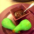 Poires pochées à la menthe et ganache chocolat
