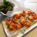 Brochettes de crevettes bbq, marinade asiatique