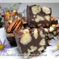 Fudge au chocolat, noix de pécan et noisettes