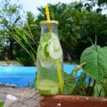 Detox water concombre, gingembre et basilic