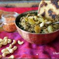 Dhal aux épinards , raisins et noix de cajou