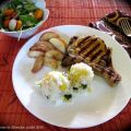 Côtelettes de porc bbq, pomme et cari +