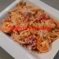 Pâtes aux crevettes géantes flambées