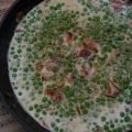 Pois vert à la crème, bacon et moutarde