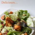 Salade au camembert pané