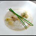 Ravioles de langoustines et sa bisque mousseuse