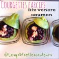 Courgettes farcies saumon et riz noir