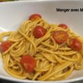 Spaghetti à la soupe aux tomates et basilic