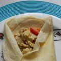 Crêpes au lait de coco et poulet au curry.