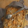 Gratin de butternut, oignon, châtaignes et noix