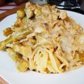 Spaghettis aux asperges vertes et mozzarella