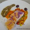 Pavés de saumon confits, poêlée de légumes au[...]