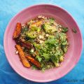 Bouillon gingembre-miso, courge rôtie et soba