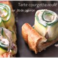 Tarte courgette roulé sur lit de poivron