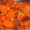 Poêlée de petits pois, carottes et chorizo