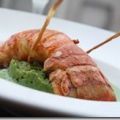 Queue de langouste, mousseline de petit pois et[...]