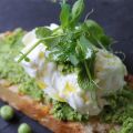 Crostini de saison à l'écrasée de petits pois ,[...]