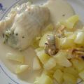 Rôti de poisson, pommes de terre et sauce aux[...]
