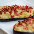 Aubergines fromage, lardons
