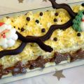Bûche Vanille, caramel, praliné, façon Mercotte