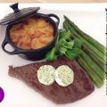 Steak de bœuf, beurre maître d'hôtel, gratin[...]