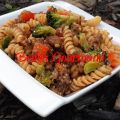 Fusillis au boeuf, sauce général Tao