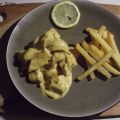 émincé de poulet au curry et échalotes confites