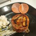 Roulade d'anguille fumée, échalottes confites