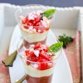 Verrines Fraise, Rhubarbe et Crème au Basilic