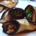 Petits rouleaux d'aubergines au fromage de cajou