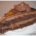 Gâteau étagé, mousse et ganache chocolatées